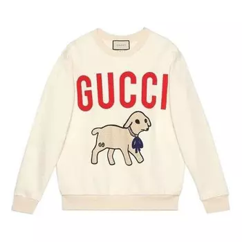 Свитер lamb patch oversized sweatshirt 'beige' Gucci, бежевый