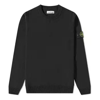 Свитер lambswool crew neck knit 'black' Stone Island, черный