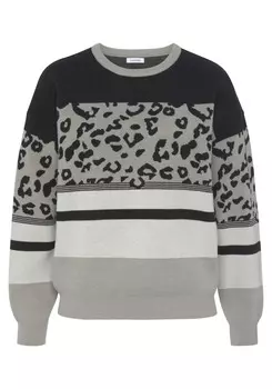 Свитер LASCANA Rundhals, серый черный