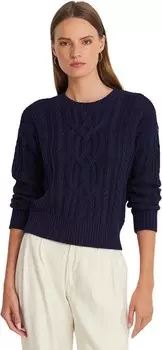 Свитер LAUREN Ralph Lauren Cable-Knit Cotton Crewneck Sweater, цвет Refined Navy