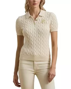 Свитер Lauren Ralph Lauren Cable-Knit Cotton Polo Sweater, цвет Mascarpone Cream