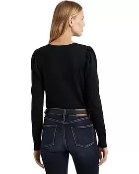 Свитер LAUREN Ralph Lauren Cotton-Blend Puff-Sleeve Sweater, черный