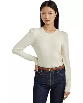 Свитер LAUREN Ralph Lauren Cotton-Blend Puff-Sleeve, цвет Mascarpone Cream