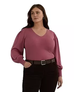 Свитер Lauren Ralph Lauren Plus с V-образным вырезом, розовый