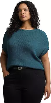 Свитер Lauren Ralph Lauren Plus Size Rib-Knit Short-Sleeve Sweater, цвет Turquoise Sky