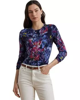 Свитер Lauren Ralph Lauren Print Cotton-Blend Sweater, синий мульти