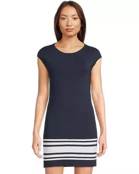 Свитер Lauren Ralph Lauren Two-tone Cap-sleeve Shift Sweater Dress, цвет Refined Navy/White