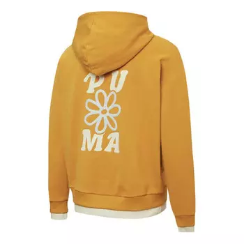 Свитер layered printing fake two hoodie orange/yellow Puma, оранжевый