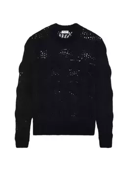 Свитер лестничной вязки из мохера Saint Laurent, черный