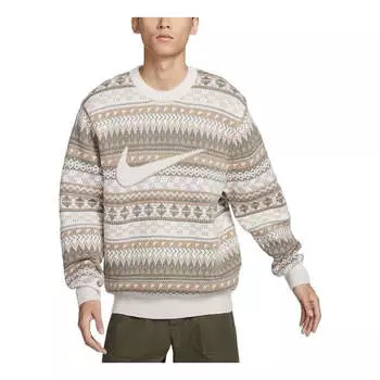 Свитер life fair isle swoosh jumper 'beige' Nike, коричневый