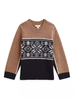 Свитер Little Boy's & Boy's Nash из смесовой шерсти с цветными блоками Reiss, цвет navy camel