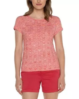 Свитер Liverpool Los Angeles Short Sleeve Scoop Neck Raglan Chevron Spacedye Sweater, цвет Sugar Coral Spacedye