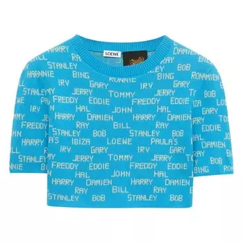 Свитер Loewe Cropped Sweater, цвет Turquoise/Ecru