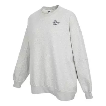 Свитер logo alphabet embroidered loose fleece lined round neck pullover gray hoodie Nike, серый