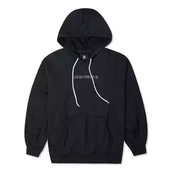 Свитер logo embroidered loose knit hoodie black Converse, черный