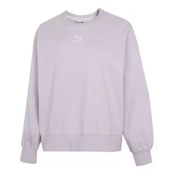 Свитер logo embroidery round-neck sweatshirtpurple Puma, фиолетовый
