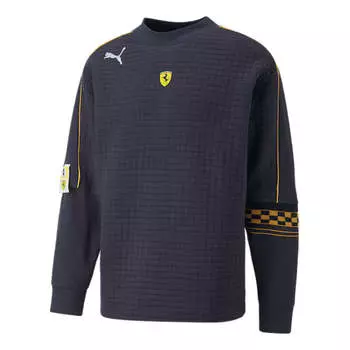 Свитер logo ferrari race statement sweatshirt 'navy' Puma, синий