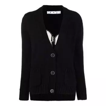 Свитер logo floating cardigan 'black' Off-White, черный