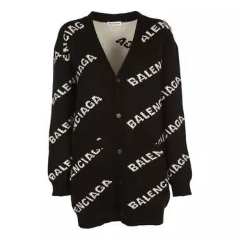 Свитер logo oversized cardigan 'black' Balenciaga, черный