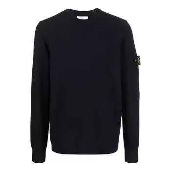 Свитер logo patch sleeved crewneck sweatshirt 'black' Stone Island, черный