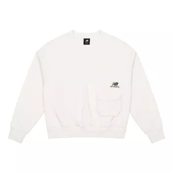 Свитер logo printing casual round neck pullover sports milky white hoodie New Balance, белый