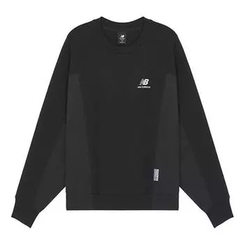 Свитер logo printing splicing sports round neck pullover black hoodie New Balance, черный