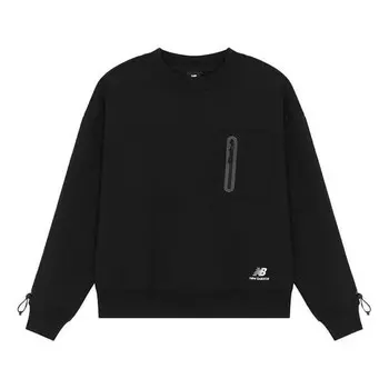 Свитер logo solid color round neck pullover black hoodie New Balance, черный