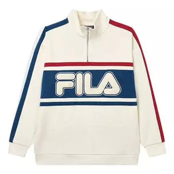 Свитер logo stylish casual pullover sweatshirt 'white multi-color' Fila, белый
