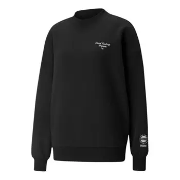 Свитер logo wellness club crewneck sweatshirt 'black' Puma, черный