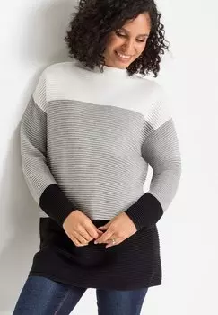 Свитер Long bonprix, цвет wollwei grau schwarz gestreift