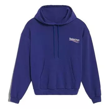 Свитер loose cotton hoodie blue Balenciaga, синий