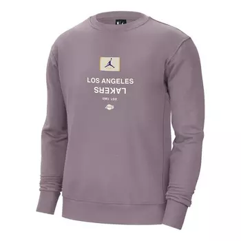 Свитер los angeles lakers courtside nba fleece crew-neck sweatshirt asia sizing 'purple smoke' Air Jordan, фиолетовый