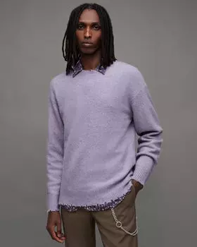Свитер Luka с круглым вырезом и потертостями AllSaints, сиреневый фиолетовый