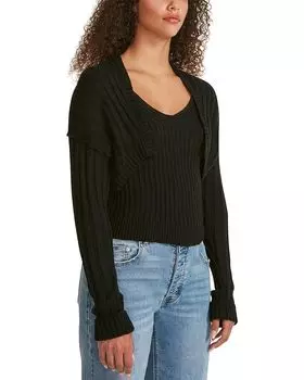 Свитер Madden Girl Rib Sweater Shrug with Tank Set, черный