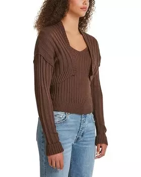 Свитер Madden Girl Rib Sweater Shrug with Tank Set, цвет Chocolate Martini
