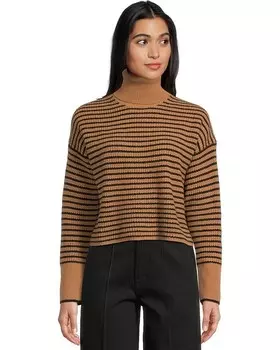 Свитер Madewell Pine Stripe Wool Waffle Stripe Crew Neck, цвет Heather Caramel Stripe