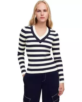 Свитер Madewell Stripe V-Neck Arden Merino Stretch, цвет Navy Stripe