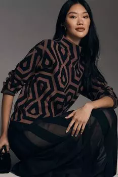 Свитер Maeve Carys с воротником-стойкой, коричневый