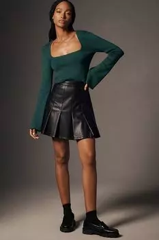 Свитер Maeve с квадратным вырезом и рукавами-колокольчиками, темно-зеленый