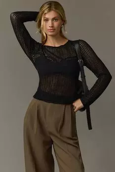 Свитер Maeve с открытой строчкой, черный