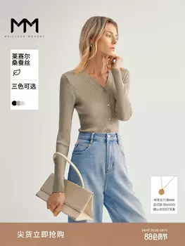 Свитер Mai Meng на пуговицах из шелковой шерсти, голубой