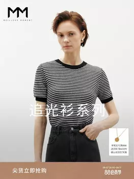 Свитер Mai Meng с круглым вырезом и короткими рукавами, черный