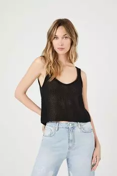 Свитер-майка крючком Forever 21, черный