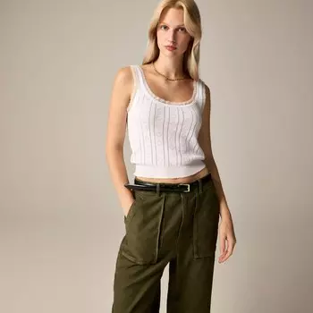 Свитер-Майка Pointelle из высококачественного ультратонкого хлопка J.Crew, белый