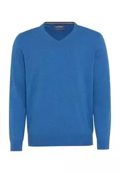 Свитер, манжеты в рубчик, V-образный вырез, мужской Galeria, цвет Blue Mel