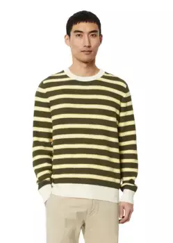 Свитер Marc O'Polo с круглым вырезом "из полосатого органического хлопка", зеленый