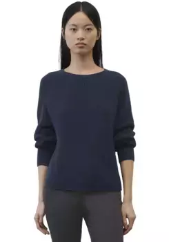 Свитер Marc O'Polo с круглым вырезом из плотного хлопкового трикотажа, синий