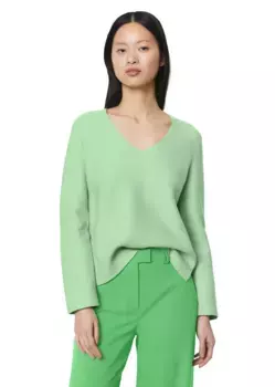 Свитер Marc O'Polo с V-образным вырезом "из натурального хлопка", зеленый