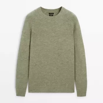 Свитер Massimo Dutti Brushed Wool Blend Knit, светло-зеленый