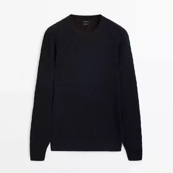 Свитер Massimo Dutti Cable Knit, темно-синий